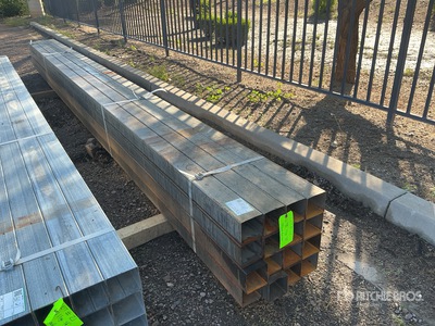 Quantity of (16) 4 in Square Blk 14 Gauge x 20 ft Steel Rura (Unused)