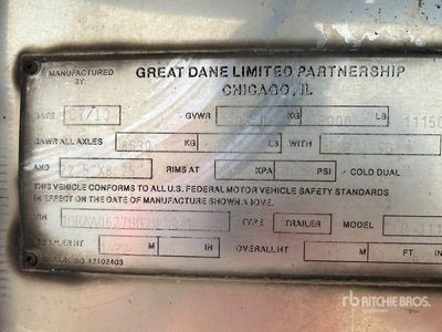 2011 Great Dane 53 ft x 102 in T/A Gekoelde Aanhangwagen (Inoperable)