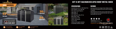2025 Landhero LDH-MS1010 8 ft x 6 ft Metal Shed (Unused)