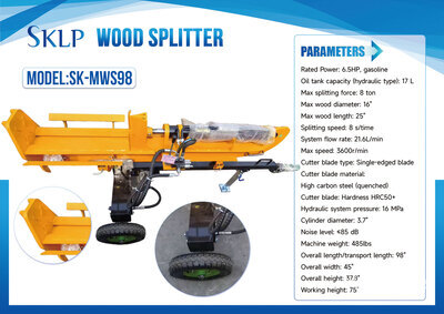 SKLP SK-MWS98 S/A Hydraulic Wood Splitter Log Splitter (Unused)