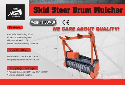 2025 Handy HBDM50 50 in Skid Steer Mulcher (Unused)