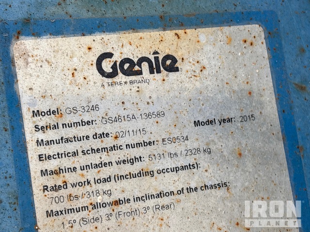 ELEVADOR TIJERA 2015 GENIE GS3246