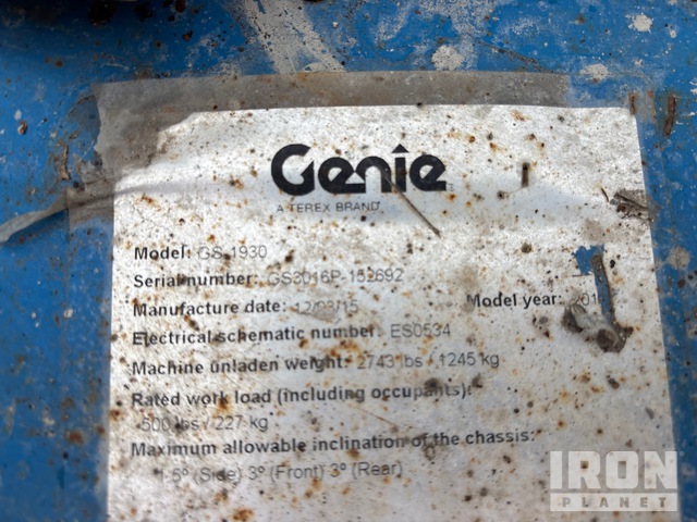 ELEVADOR TIJERA 2016 GENIE GS1930