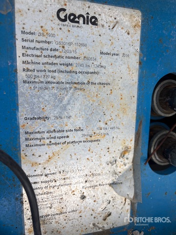 ELEVADOR TIJERA 2016 GENIE GS1930