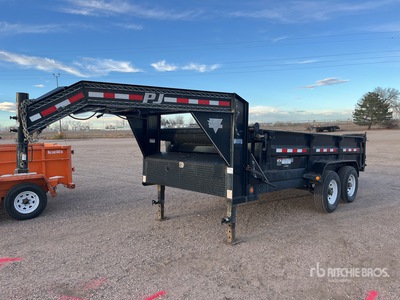 2015 PJ Trailers 14 ft T/A Gooseneck Dump Utility Trailer