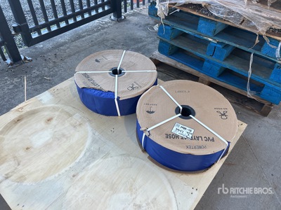 Quantity of (2) 2024 Powertek 4 in x 300 ft PVC Discharge Hose (Unused)