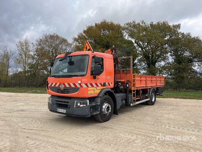 2006 Palfinger PK15500 6200 kg Articulated Boom on 2007 Renault Premium Lander 320 DXI 4x2 Camion Plateau Avec Grue Flatbed Truck with Crane