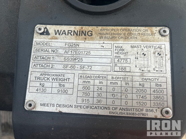 MONTACARGAS 2016 MITSUBISHI FG25N