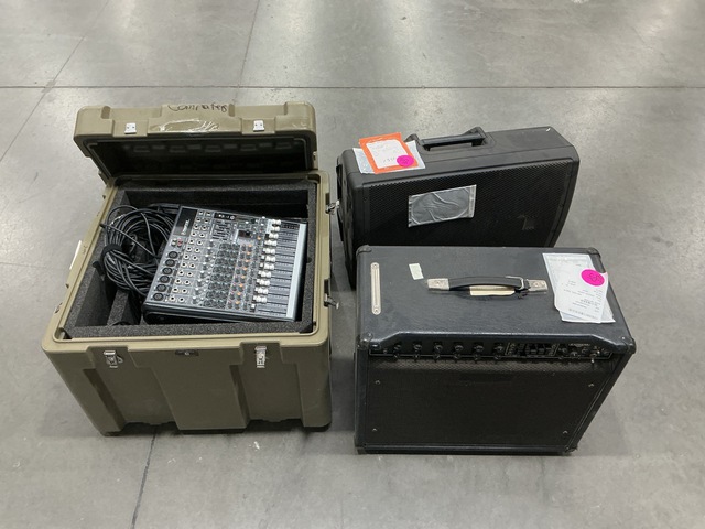 (1) Amplifier, (1) Speaker, (1) Mixer & Assorted Items