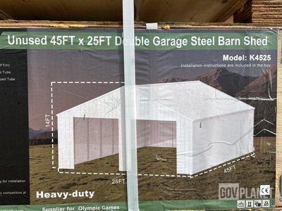 KJ K4525 Double Garage Steel Barn Shed - Unused