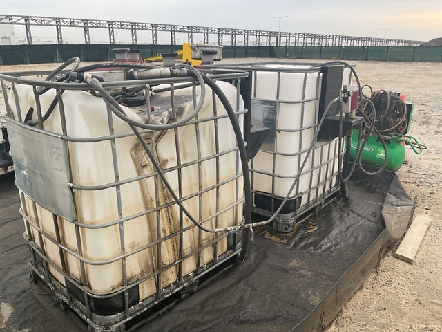 Quantity of (3) 330 gal Skid Mounted Poly Fuel Tanks & (2) Metal Tanks