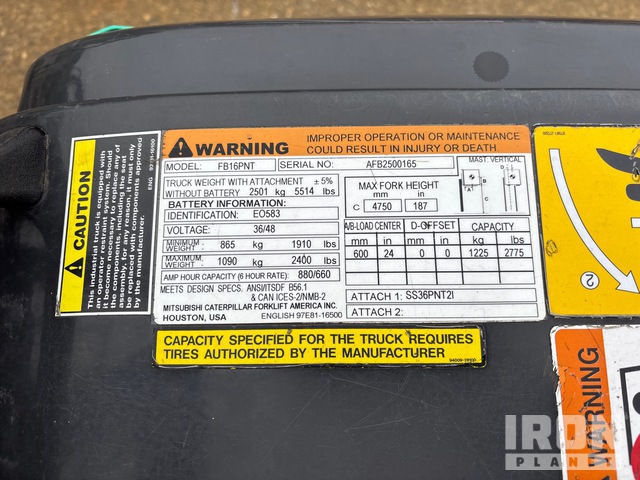 MONTACARGAS ELéCTRICO 2018 MITSUBISHI FB16PNT