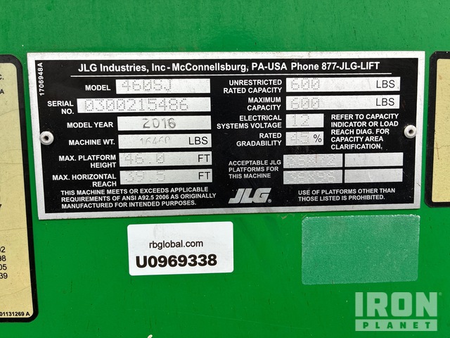 ELEVADOR TELESCóPICO 2016 JLG 4WD 460SJ