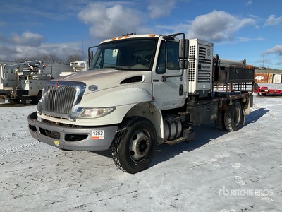 2017 International 4300SBA 4x2 W/ Skid Mounted Air Compressor Flatbed Truck