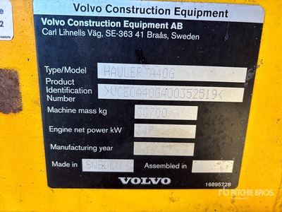 2020 Volvo A40G Articulated Dump Truck