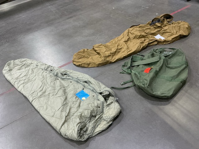 (14) Sleeping Bags, (26) Duffel Bags, (4) Bivy Covers & Assorted Items