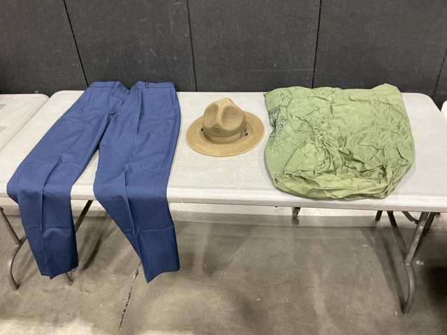 (86) Pairs of Men's Trousers, (1) Service Hat & Assorted Items