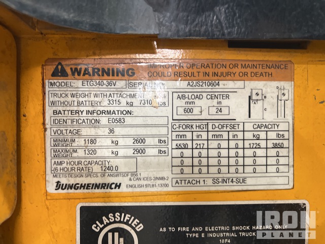 MONTACARGAS ELéCTRICO 2017 JUNGHEINRICH ETG340