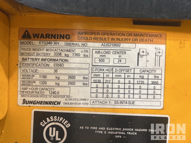 MONTACARGAS ELéCTRICO 2017 JUNGHEINRICH ETG340