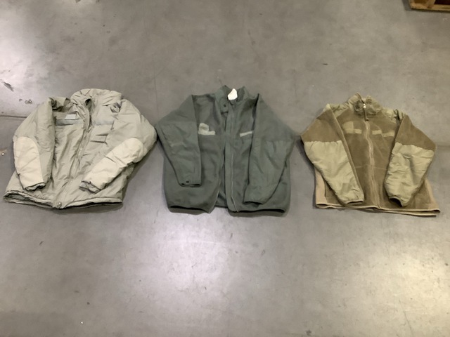 (2) Extreme Cold Weather Parkas, (46) Cold Weather Jackets & Assorted Items