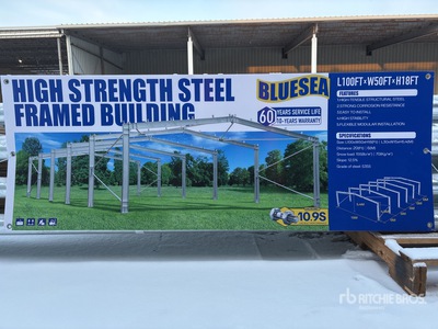 BLUESEA 50 ft x 100 ft x 18 ft Steel Frame Storage Building (Unused)