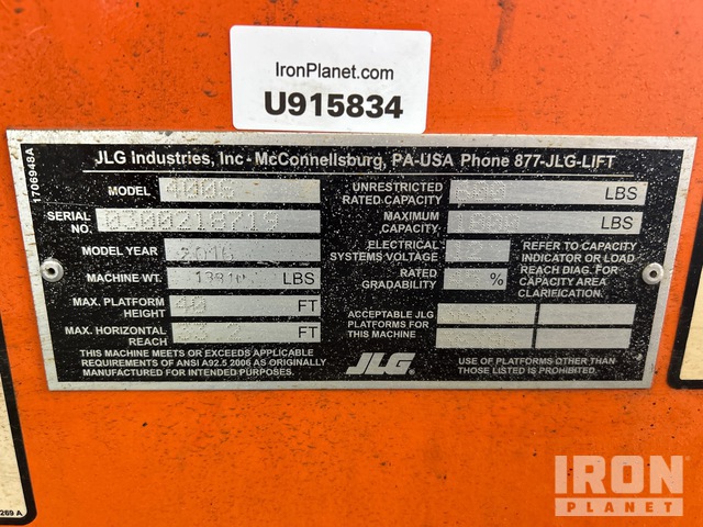 ELEVADOR TELESCóPICO 2016 JLG 4WD 400S