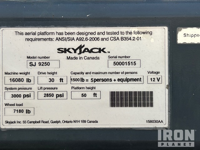 ELEVADOR TIJERA 2015 SKYJACK SJ9250