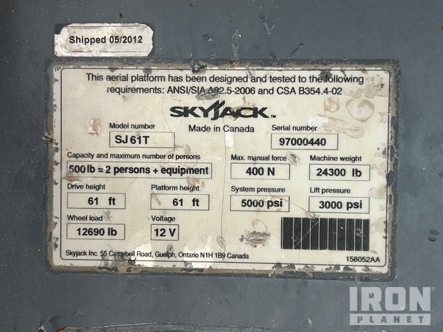 ELEVADOR TELESCóPICO 2012 SKYJACK 4WD SJ61T