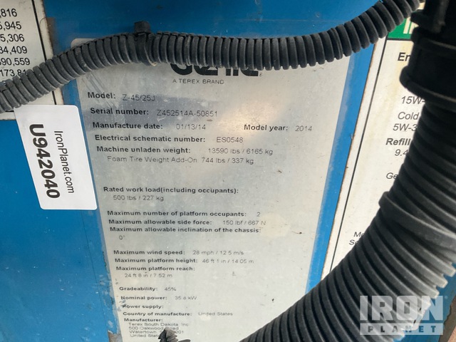 ELEVADOR ARTICULADO 2014 GENIE 4WD Z4525J