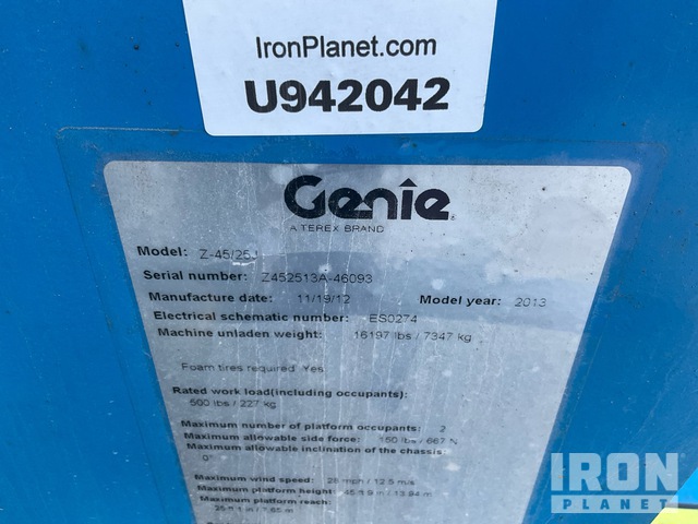 ELEVADOR ARTICULADO 2013 GENIE Z4525J