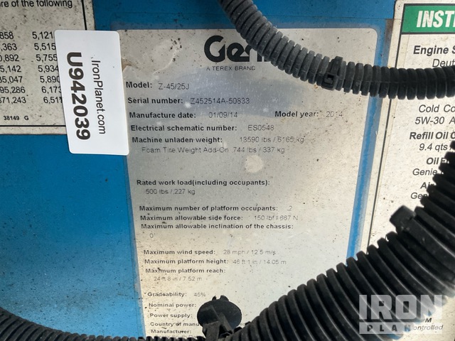 ELEVADOR ARTICULADO 2014 GENIE 4WD Z4525J