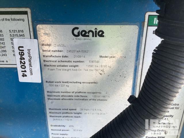 ELEVADOR ARTICULADO 2014 GENIE 4WD Z4525J