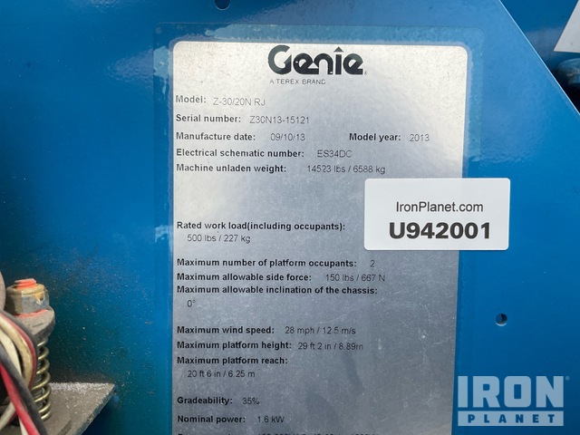 ELEVADOR ARTICULADO 2013 GENIE Z3020N
