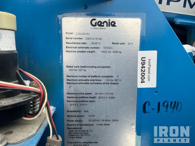 ELEVADOR ARTICULADO 2014 GENIE Z3020NRJ