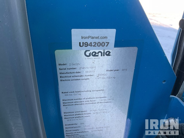 ELEVADOR ARTICULADO 2013 GENIE Z3422N