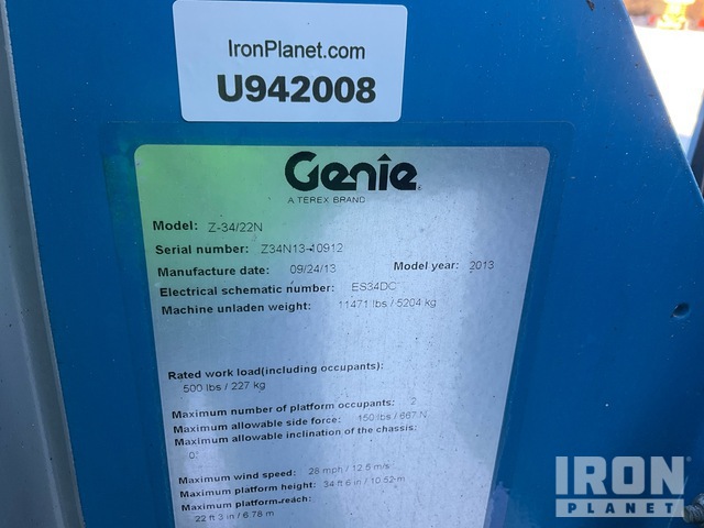ELEVADOR ARTICULADO 2013 GENIE Z3422N