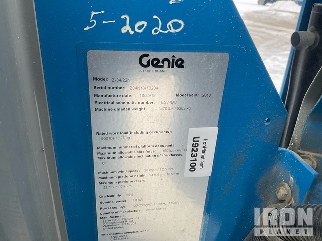 ELEVADOR ARTICULADO 2013 GENIE Z3422N