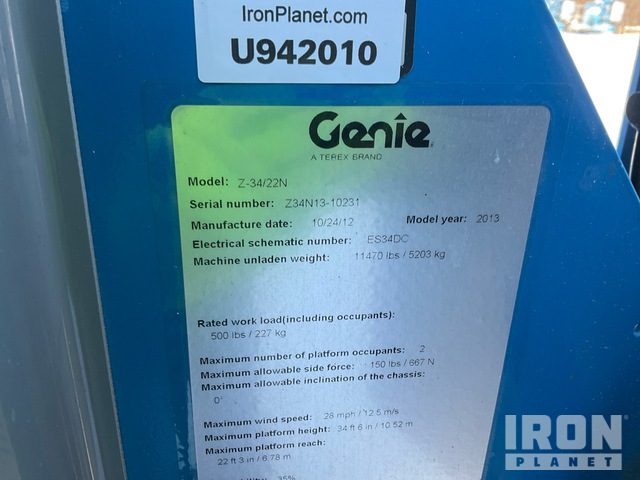 ELEVADOR ARTICULADO 2013 GENIE Z3422N