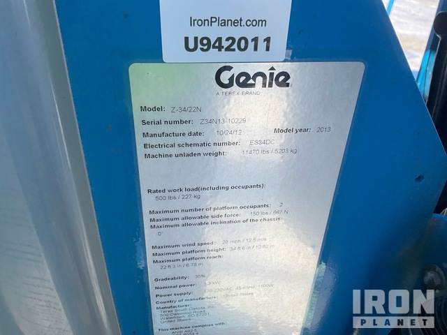 ELEVADOR ARTICULADO 2013 GENIE Z3422N