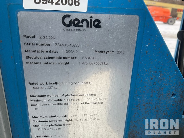 ELEVADOR ARTICULADO 2013 GENIE Z3422N