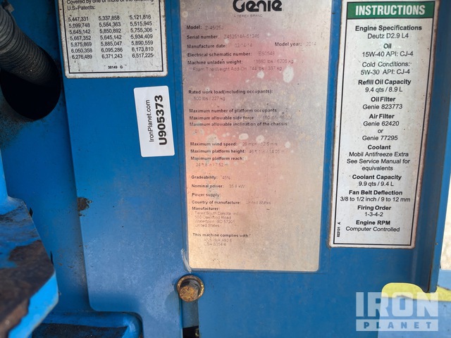 ELEVADOR ARTICULADO 2014 GENIE 4WD Z4525J