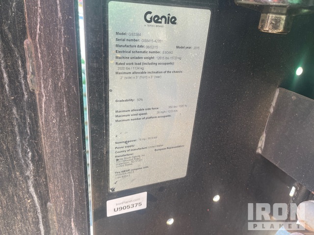 ELEVADOR TIJERA 2015 GENIE GS3384RT