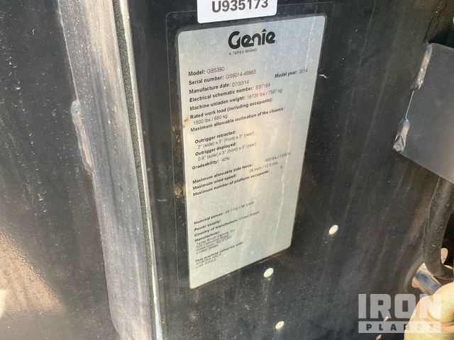 ELEVADOR TIJERA 2014 GENIE GS5390RT