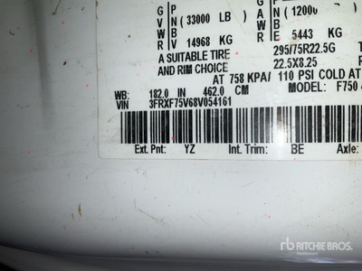 2008 Ford F-750 XLT 4x2 2-Achs Kipper-Lkw