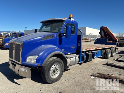 2015 Palfinger PK 30002 14100 lb Knuckle Boom on 2016 Kenworth T880 6x4 Flatbed Truck with Crane