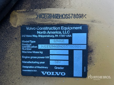 2013 Volvo G946B Motoniveladora