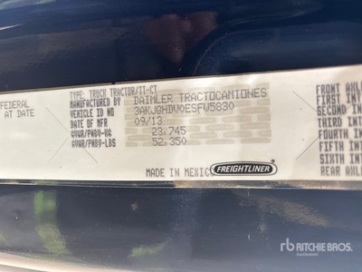 2014 Freightliner Cascadia 113 6x4 Cabina con cuccetta per trattore stradale