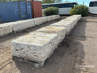 Quantity of (10) Pallets of Austin Texas White Sunflower Limestone Blend 4 - 8 in Sawn Veneer Stein  (Unused)