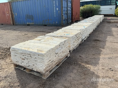 Quantity of (10) Pallets of Austin Texas White Sunflower Limestone Blend 4 - 8 in Sawn Veneer Stein  (Unused)