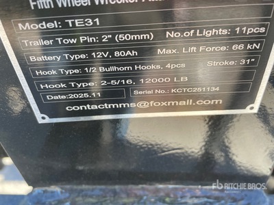 2026 GIYI GY-TE31 Fifth Wheel Wrecker Attachment (Unused)